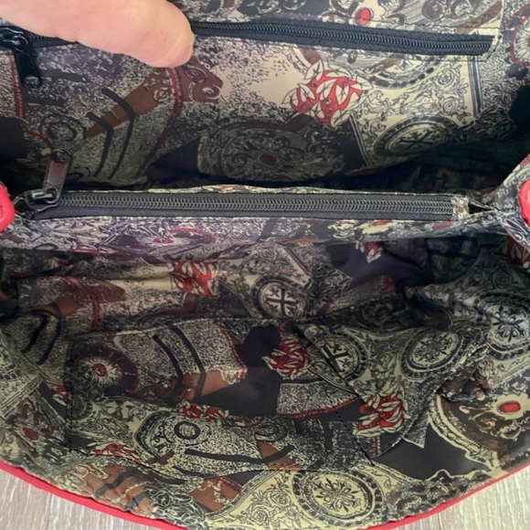 EUC Red Ostrich Embossed Shoulder Bag with Ornate Silver Hardware - Picture 13 of 13